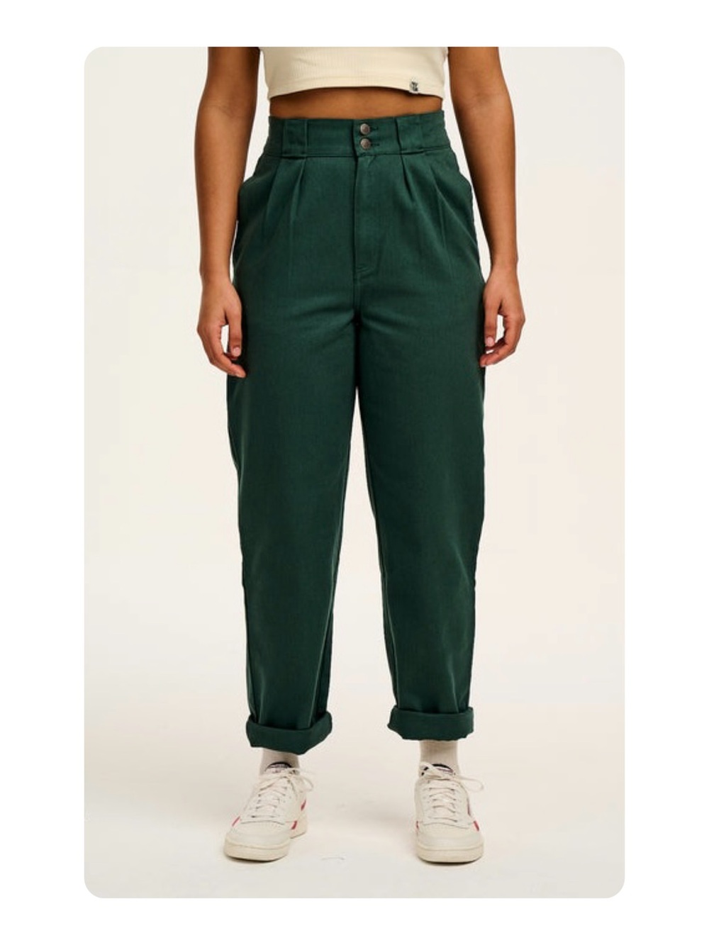 ★ Lucy & Yak NWT Addison High Rise Pleated 100% Organic Cotton Jean Green 24 ★